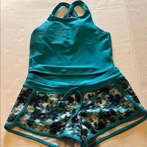 Athleta Kids Swim Set in Teal and Floral